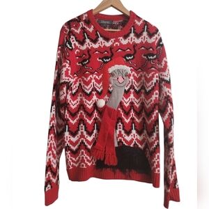 NWOT Women's Ugly Christmas Sweater Size Large Ostrich Santa W/ Fur Red